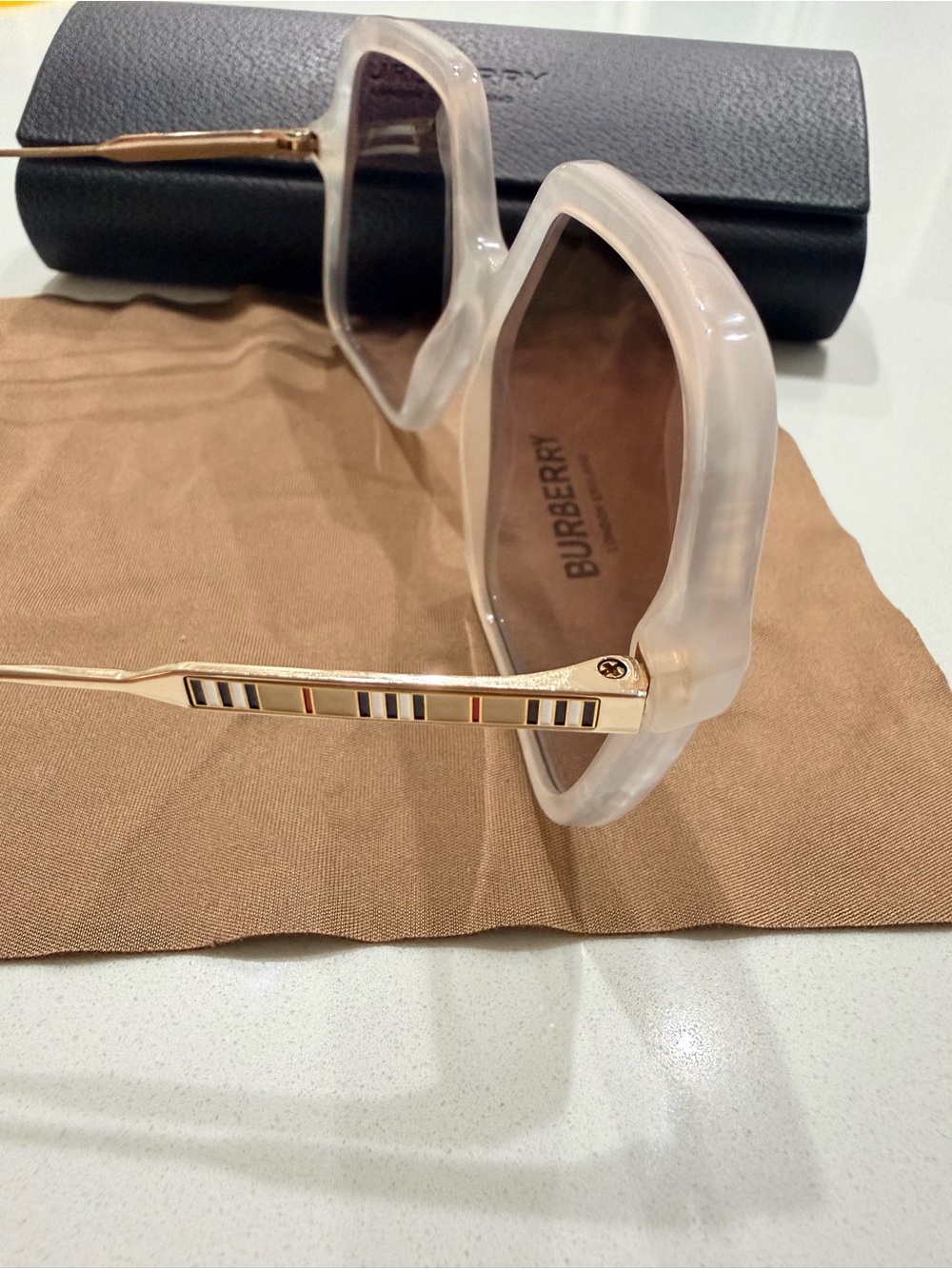 Burberry Clear Frame Sunglasses with Brown Lenses - Picture 5 of 6